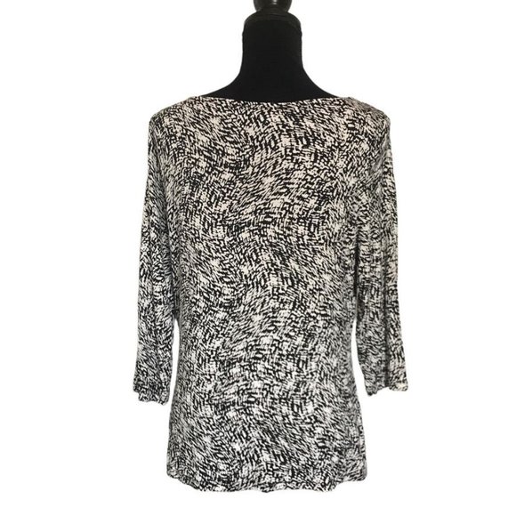 Cynthia Rowley Print Pullover Top in Black & White - Size Large - Picture 3 of 5